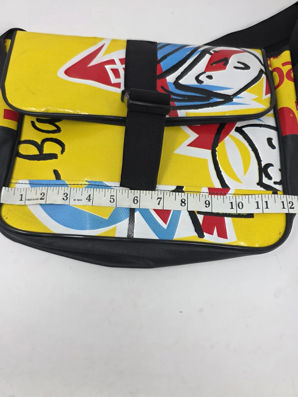 Demano Barcelona Upcycled Recycled Banner Graphic Messenger Bag Crossbody Spain